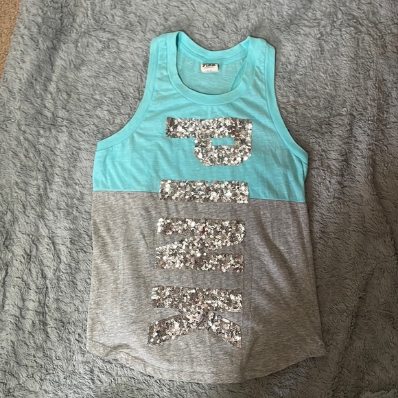 PINK Victoria's Secret Tops - Blue and gray PINK VS tank